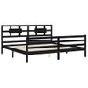 Cama Matrimonial | Cama Para Adultos | Estructura De Cama Con Cabecero Madera Maciza Negro 200x200 Cm Cfw269573