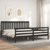 Cama Matrimonial | Cama Para Adultos | Estructura De Cama Con Cabecero Madera Maciza Negro 200x200 Cm Cfw184513