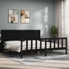 Cama Matrimonial | Cama Para Adultos | Estructura De Cama Con Cabecero Madera Maciza Negro 200x200 Cm Cfw553299