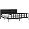 Cama Matrimonial | Cama Para Adultos | Estructura De Cama Con Cabecero Madera Maciza Negro 200x200 Cm Cfw553299