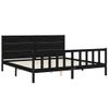 Cama Matrimonial | Cama Para Adultos | Estructura De Cama Con Cabecero Madera Maciza Negro 200x200 Cm Cfw553299