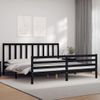 Cama Matrimonial | Cama Para Adultos | Estructura De Cama Con Cabecero Madera Maciza Negro 200x200 Cm Cfw804331