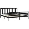 Cama Matrimonial | Cama Para Adultos | Estructura De Cama Con Cabecero Madera Maciza Negro 200x200 Cm Cfw804331