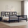 Cama Matrimonial | Cama Para Adultos | Estructura De Cama Con Cabecero Madera Maciza Negro 200x200 Cm Cfw989103