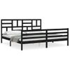 Cama Matrimonial | Cama Para Adultos | Estructura De Cama Con Cabecero Madera Maciza Negro 200x200 Cm Cfw989103