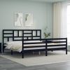 Cama Matrimonial | Cama Para Adultos | Estructura De Cama Con Cabecero Madera Maciza Negro 200x200 Cm Cfw989103