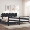 Cama Matrimonial | Cama Para Adultos | Estructura De Cama Con Cabecero Madera Maciza Negro 200x200 Cm Cfw418123