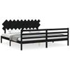 Cama Matrimonial | Cama Para Adultos | Estructura De Cama Con Cabecero Madera Maciza Negro 200x200 Cm Cfw418123