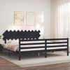 Cama Matrimonial | Cama Para Adultos | Estructura De Cama Con Cabecero Madera Maciza Negro 200x200 Cm Cfw418123