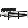 Cama Matrimonial | Cama Para Adultos | Estructura De Cama Con Cabecero Madera Maciza Negro 200x200 Cm Cfw418123