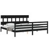 Cama Matrimonial | Cama Para Adultos | Estructura De Cama Con Cabecero Madera Maciza Negro 200x200 Cm Cfw671943