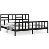 Cama Matrimonial | Cama Para Adultos | Estructura De Cama Con Cabecero Madera Maciza Negro 200x200 Cm Cfw747668