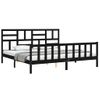 Cama Matrimonial | Cama Para Adultos | Estructura De Cama Con Cabecero Madera Maciza Negro 200x200 Cm Cfw747668