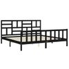 Cama Matrimonial | Cama Para Adultos | Estructura De Cama Con Cabecero Madera Maciza Negro 200x200 Cm Cfw747668