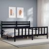 Cama Matrimonial | Cama Para Adultos | Estructura De Cama Con Cabecero Madera Maciza Negro 200x200 Cm Cfw628948