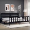 Cama Matrimonial | Cama Para Adultos | Estructura De Cama Con Cabecero Madera Maciza Negro 200x200 Cm Cfw628948