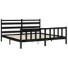 Cama Matrimonial | Cama Para Adultos | Estructura De Cama Con Cabecero Madera Maciza Negro 200x200 Cm Cfw628948