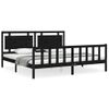 Cama Matrimonial | Cama Para Adultos | Estructura De Cama Con Cabecero Madera Maciza Negro 200x200 Cm Cfw515313