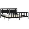 Cama Matrimonial | Cama Para Adultos | Estructura De Cama Con Cabecero Madera Maciza Negro 200x200 Cm Cfw515313