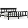 Cama Matrimonial | Cama Para Adultos | Estructura De Cama Con Cabecero Madera Maciza Negro 200x200 Cm Cfw789703