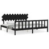 Cama Matrimonial | Cama Para Adultos | Estructura De Cama Con Cabecero Madera Maciza Negro 200x200 Cm Cfw707358