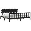 Cama Matrimonial | Cama Para Adultos | Estructura De Cama Con Cabecero Madera Maciza Negro 200x200 Cm Cfw707358