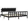 Cama Matrimonial | Cama Para Adultos | Estructura De Cama Con Cabecero Madera Maciza Negro 200x200 Cm Cfw707358