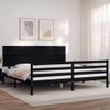 Cama Matrimonial | Cama Para Adultos | Estructura De Cama Con Cabecero Madera Maciza Negro 200x200 Cm Cfw280061