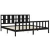 Cama Matrimonial | Cama Para Adultos | Estructura De Cama Con Cabecero Madera Maciza Negro 200x200 Cm Cfw122199