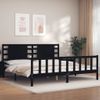 Cama Matrimonial | Cama Para Adultos | Estructura De Cama Con Cabecero Madera Maciza Negro 200x200 Cm Cfw416575