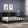 Cama Matrimonial | Cama Para Adultos | Estructura De Cama Con Cabecero Madera Maciza Negro 200x200 Cm Cfw416575