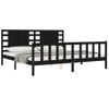 Cama Matrimonial | Cama Para Adultos | Estructura De Cama Con Cabecero Madera Maciza Negro 200x200 Cm Cfw416575