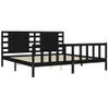 Cama Matrimonial | Cama Para Adultos | Estructura De Cama Con Cabecero Madera Maciza Negro 200x200 Cm Cfw416575