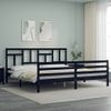 Cama Matrimonial | Cama Para Adultos | Estructura De Cama Con Cabecero Madera Maciza Negro 200x200 Cm Cfw113689