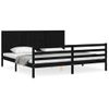 Cama Matrimonial | Cama Para Adultos | Estructura De Cama Con Cabecero Madera Maciza Negro 200x200 Cm Cfw684297