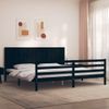 Cama Matrimonial | Cama Para Adultos | Estructura De Cama Con Cabecero Madera Maciza Negro 200x200 Cm Cfw684297