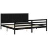 Cama Matrimonial | Cama Para Adultos | Estructura De Cama Con Cabecero Madera Maciza Negro 200x200 Cm Cfw684297