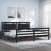 Cama Matrimonial | Cama Para Adultos | Estructura De Cama Con Cabecero Madera Maciza Negro 200x200 Cm Cfw905054