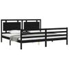 Cama Matrimonial | Cama Para Adultos | Estructura De Cama Con Cabecero Madera Maciza Negro 200x200 Cm Cfw905054