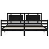 Cama Matrimonial | Cama Para Adultos | Estructura De Cama Con Cabecero Madera Maciza Negro 200x200 Cm Cfw905054