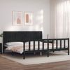 Cama Matrimonial | Cama Para Adultos | Estructura De Cama Con Cabecero Madera Maciza Negro 200x200 Cm Cfw960350