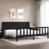 Cama Matrimonial | Cama Para Adultos | Estructura De Cama Con Cabecero Madera Maciza Negro 200x200 Cm Cfw960350