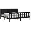 Cama Matrimonial | Cama Para Adultos | Estructura De Cama Con Cabecero Madera Maciza Negro 200x200 Cm Cfw960350