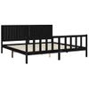 Cama Matrimonial | Cama Para Adultos | Estructura De Cama Con Cabecero Madera Maciza Negro 200x200 Cm Cfw960350