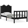 Cama Individual | Cama Para Adultos | Estructura De Cama Con Cabecero Madera Maciza Negro 90x190 Cm Cfw102201