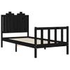 Cama Individual | Cama Para Adultos | Estructura De Cama Con Cabecero Madera Maciza Negro 90x190 Cm Cfw102201