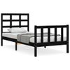 Cama Individual | Cama Para Adultos | Estructura De Cama Con Cabecero Madera Maciza Negro 90x190 Cm Cfw717906