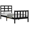 Cama Individual | Cama Para Adultos | Estructura De Cama Con Cabecero Madera Maciza Negro 90x190 Cm Cfw717906