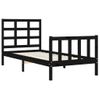 Cama Individual | Cama Para Adultos | Estructura De Cama Con Cabecero Madera Maciza Negro 90x190 Cm Cfw717906