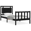 Cama Individual | Cama Para Adultos | Estructura De Cama Con Cabecero Madera Maciza Negro 90x190 Cm Cfw731112